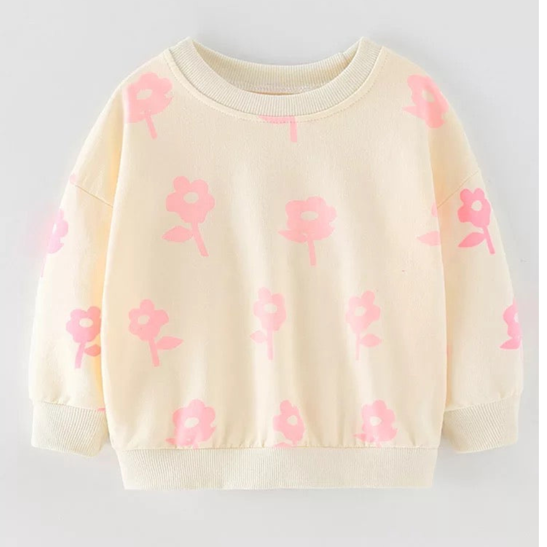 Pink flower crewneck