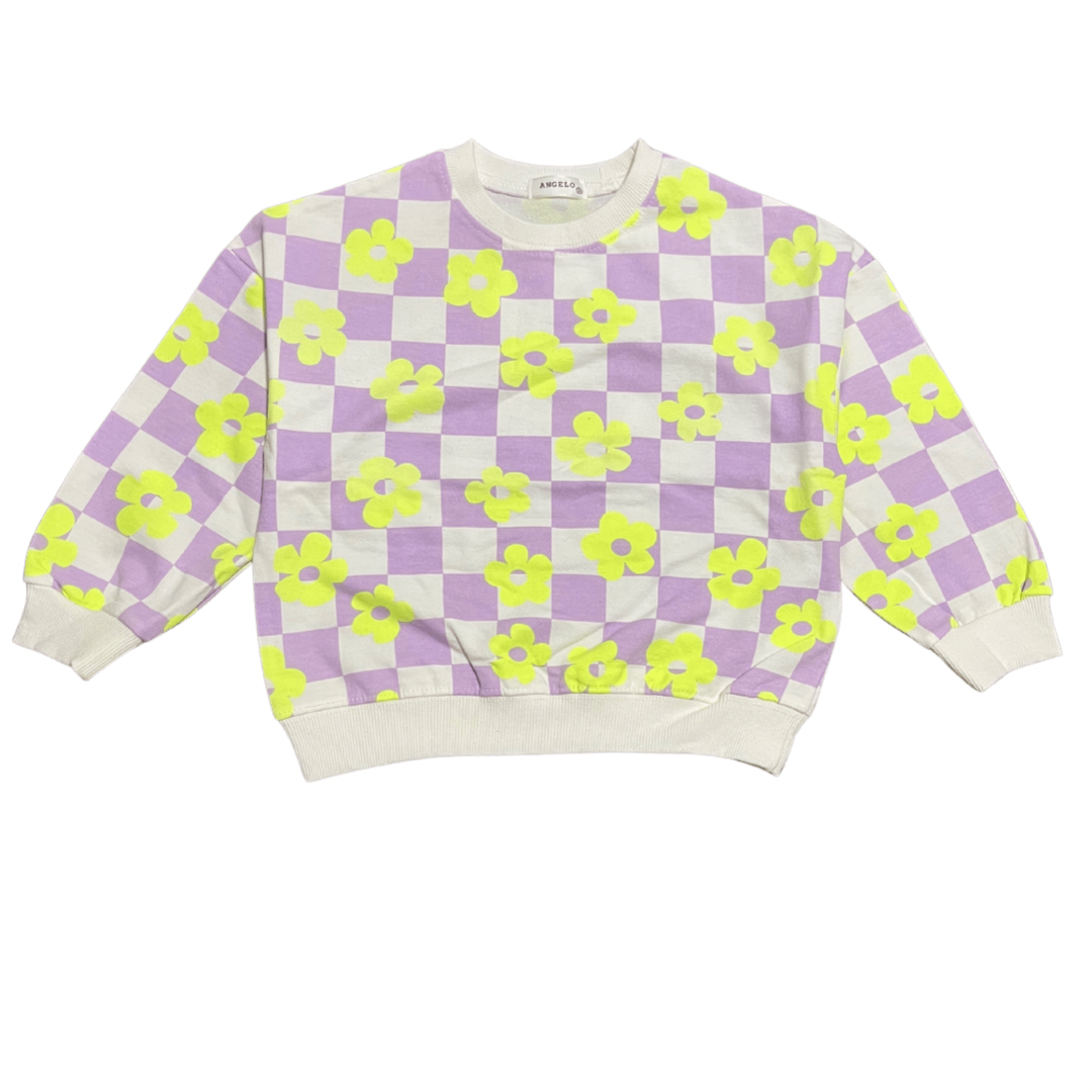 Square flower sweatshirt (purple)