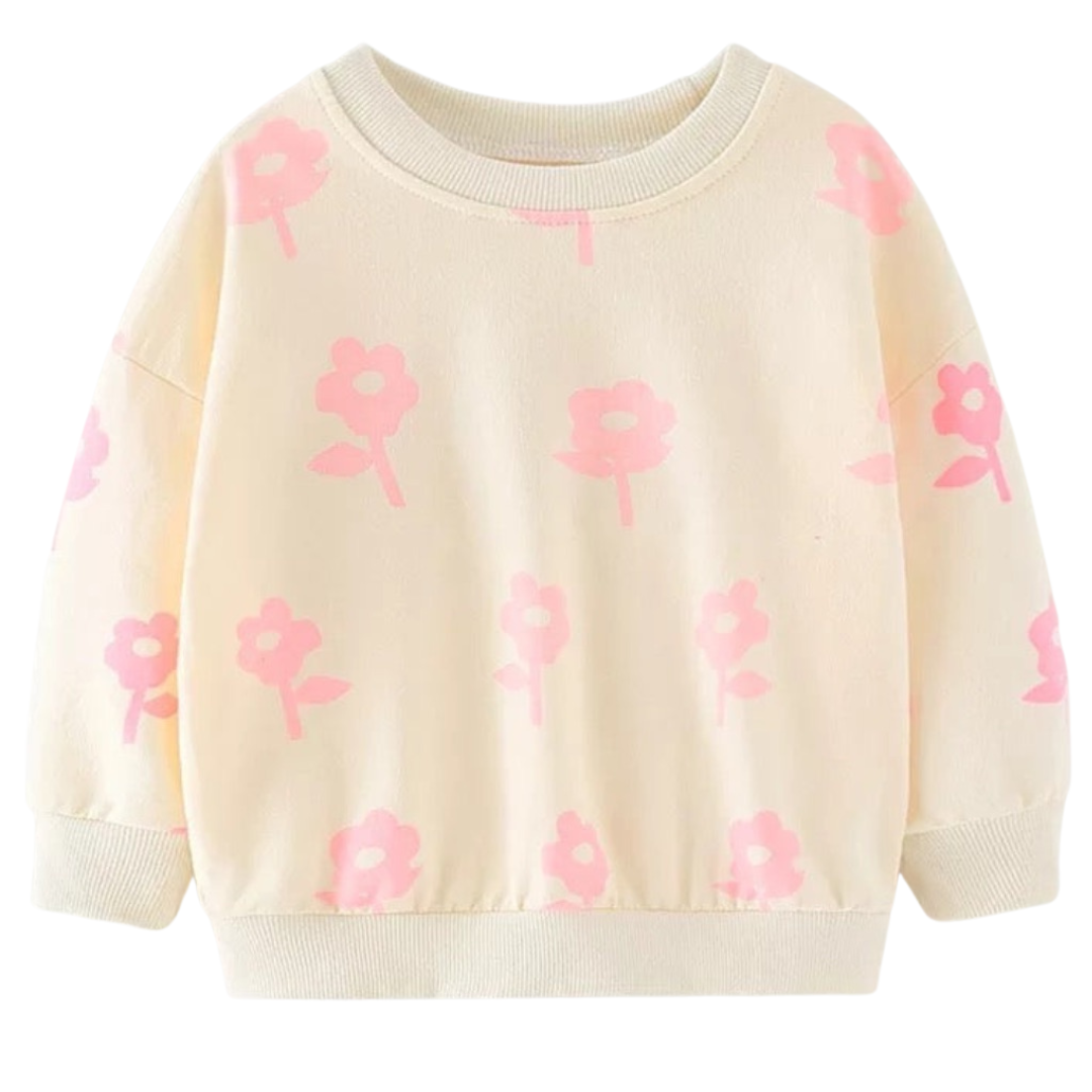 Pink flower crewneck